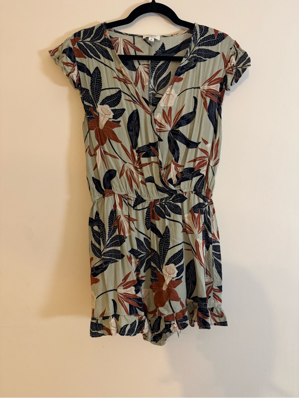 Women’s Floral Short One-Piece Romper in Sage Green